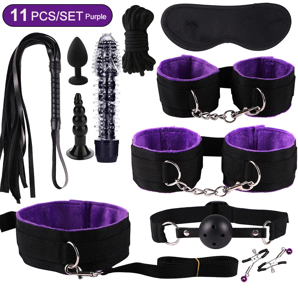 BDSM Kits Sex Bondage Vibrators Sex Toys for Women Couples Adult 18 Handcuffs Erotic Accessories Anal Plug Dildo Sexy Toys Shop
