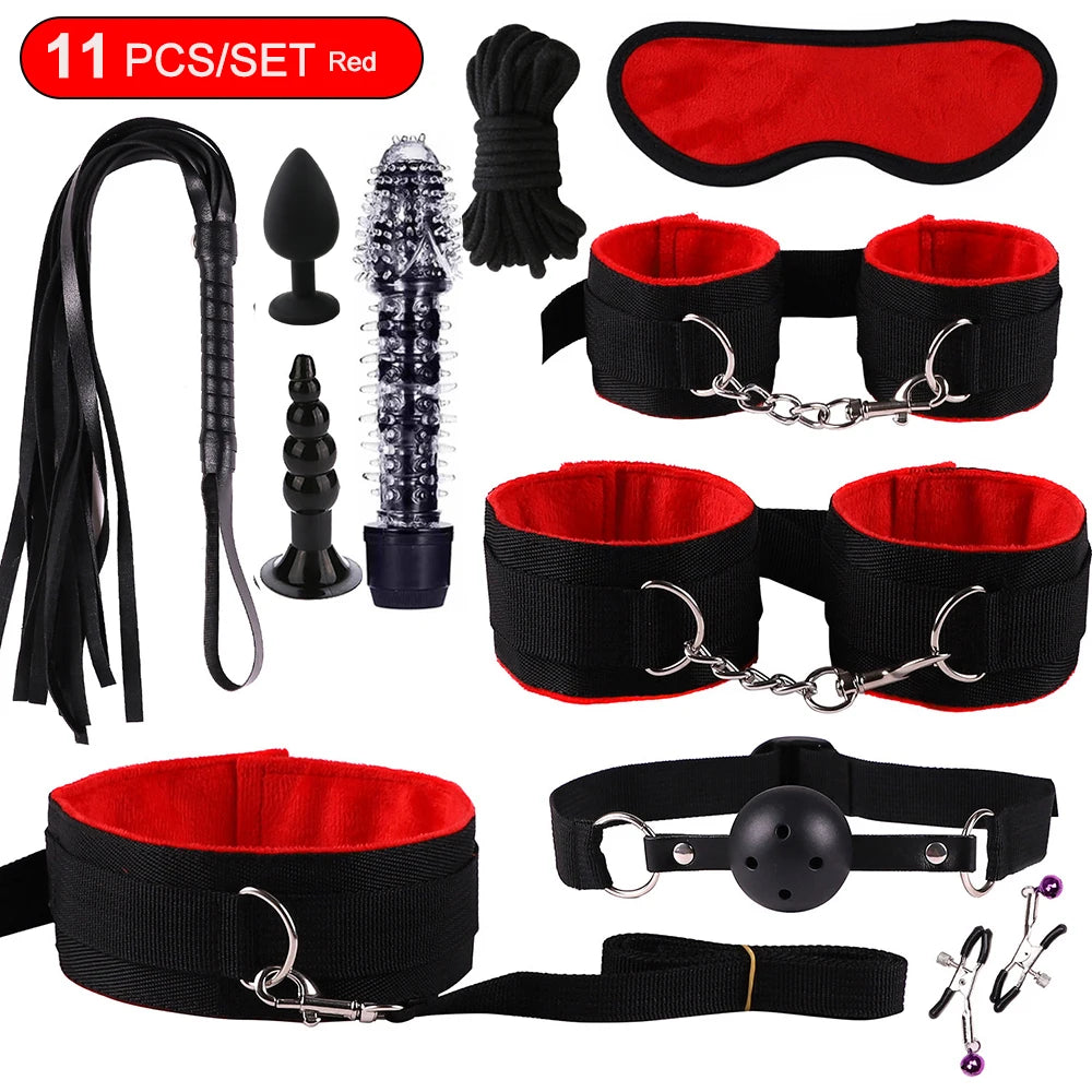 BDSM Kits Sex Bondage Vibrators Sex Toys for Women Couples Adult 18 Handcuffs Erotic Accessories Anal Plug Dildo Sexy Toys Shop