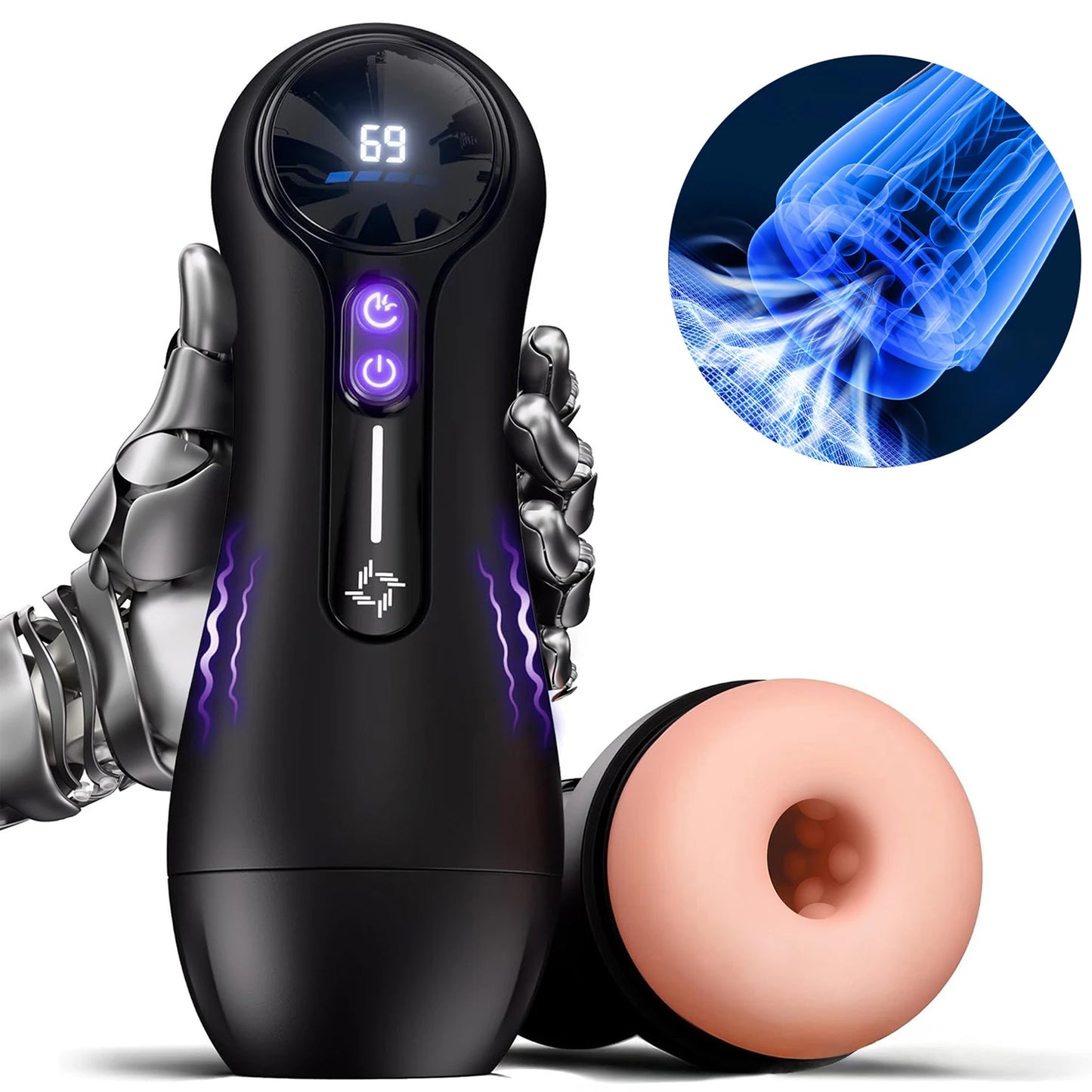 Male Masturbator Penis Pump Adult Sex Toys for 18 Men with 4 Sucking 9 Vibration Modes LED Display Pocket Pussy Realistic Vagina