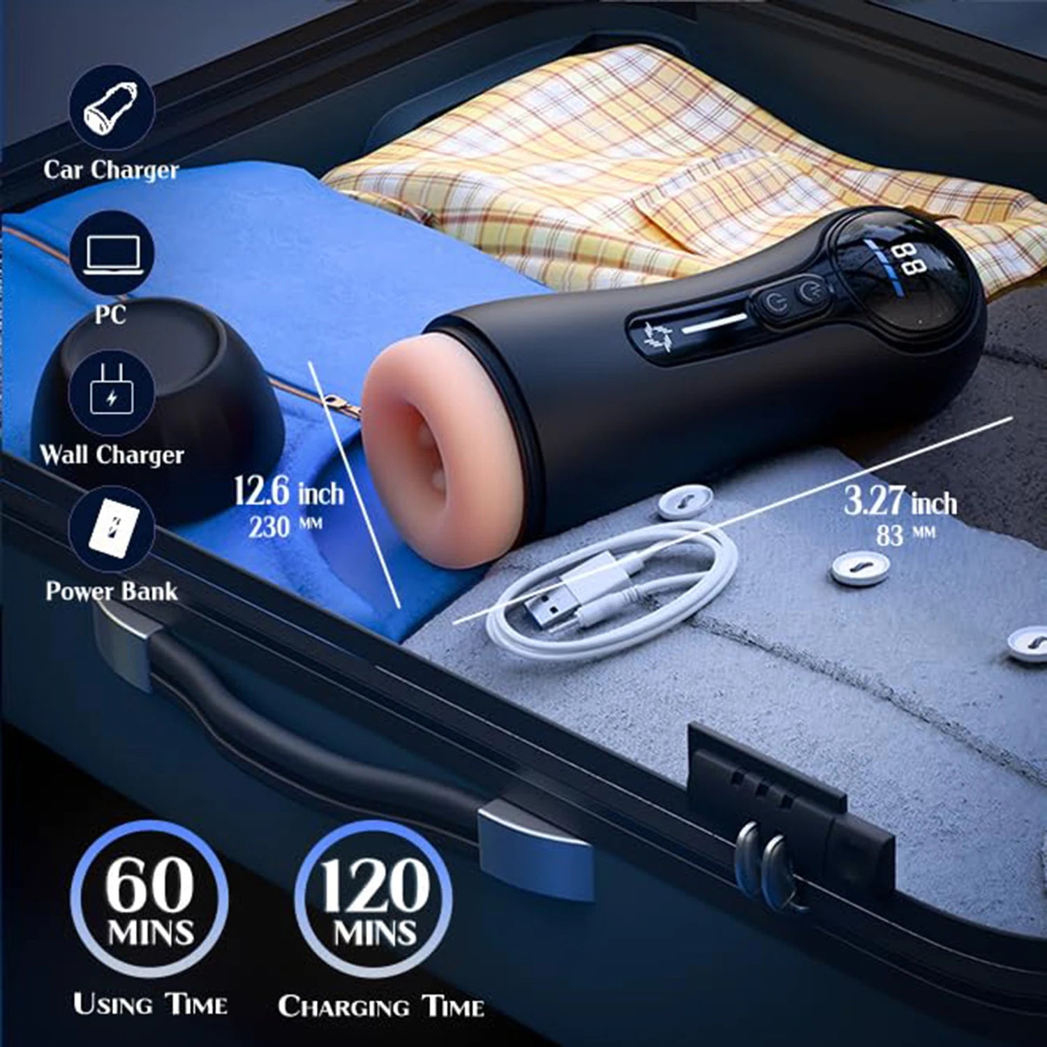 Male Masturbator Penis Pump Adult Sex Toys for 18 Men with 4 Sucking 9 Vibration Modes LED Display Pocket Pussy Realistic Vagina