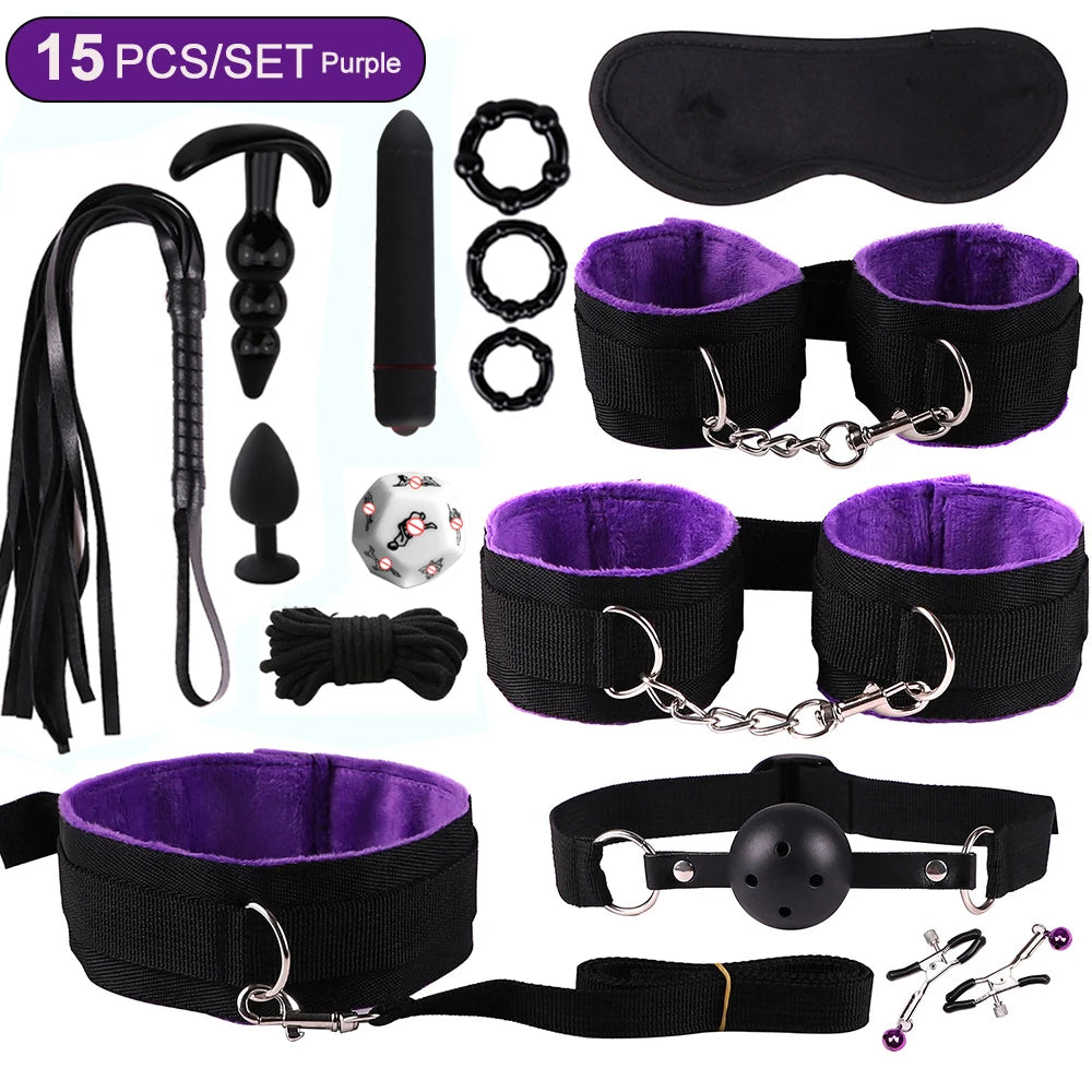 BDSM Kits Sex Bondage Vibrators Sex Toys for Women Couples Adult 18 Handcuffs Erotic Accessories Anal Plug Dildo Sexy Toys Shop
