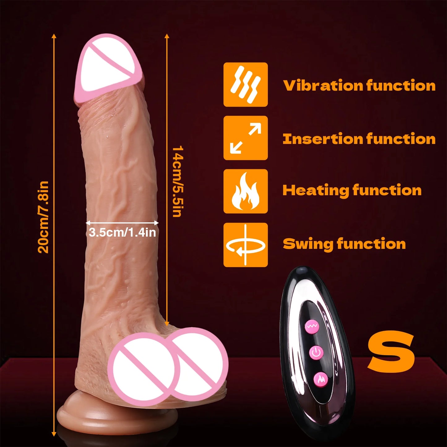 Realistic Dildo Telescopic Vibrator Artificial Penis Female Masturbation G-Spot Vaginal Massager Big Dick Sex Toys for Women 18+
