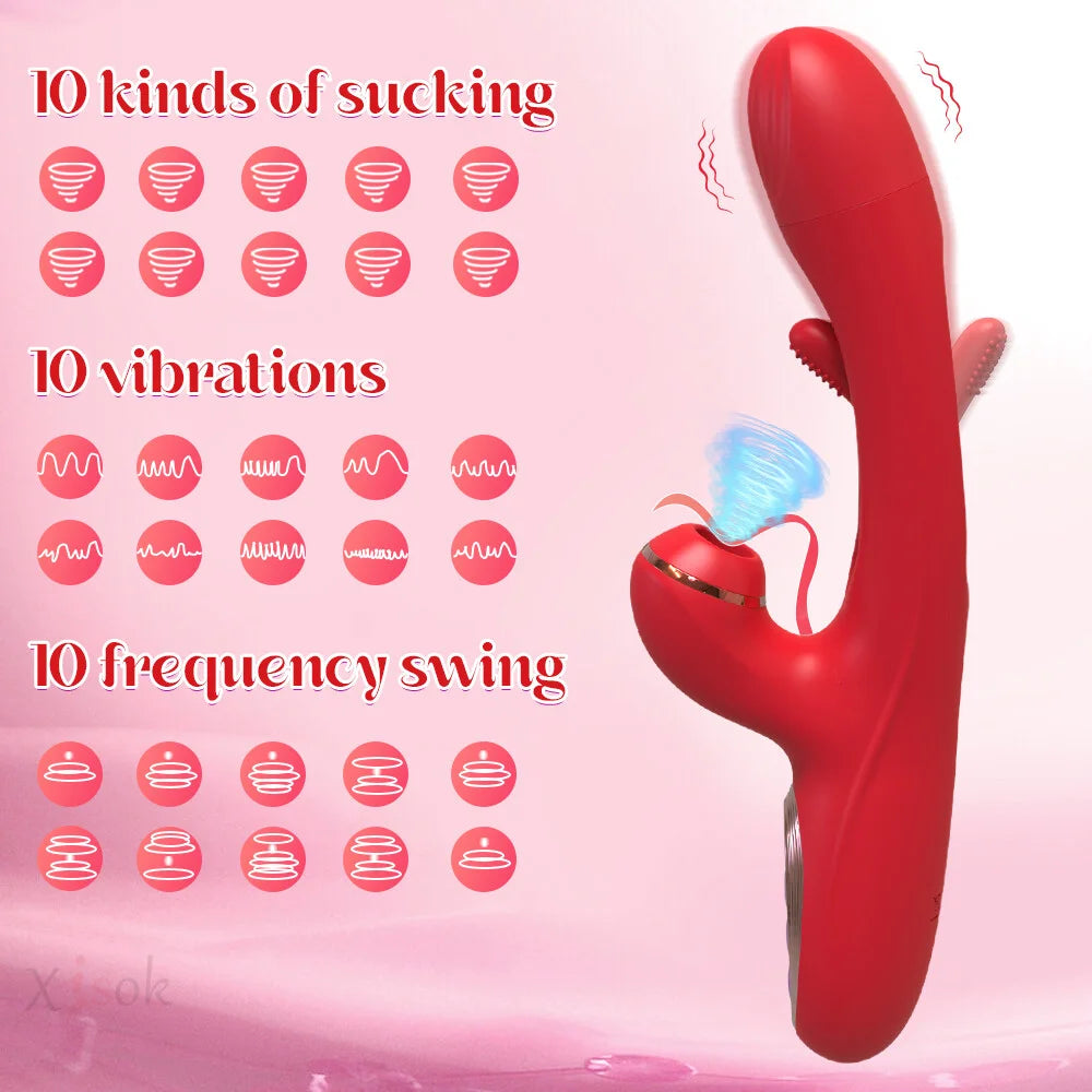 G Spot Vibrator Dildo Sex Toys for Women, Clitoral Vibrator Adult Toys with Flapping & Sucking, Rabbit Vibrators Couples Sex Toy