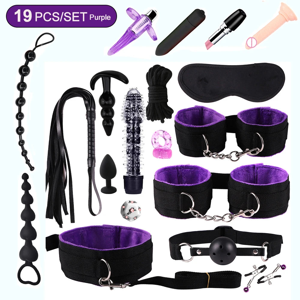 BDSM Kits Sex Bondage Vibrators Sex Toys for Women Couples Adult 18 Handcuffs Erotic Accessories Anal Plug Dildo Sexy Toys Shop