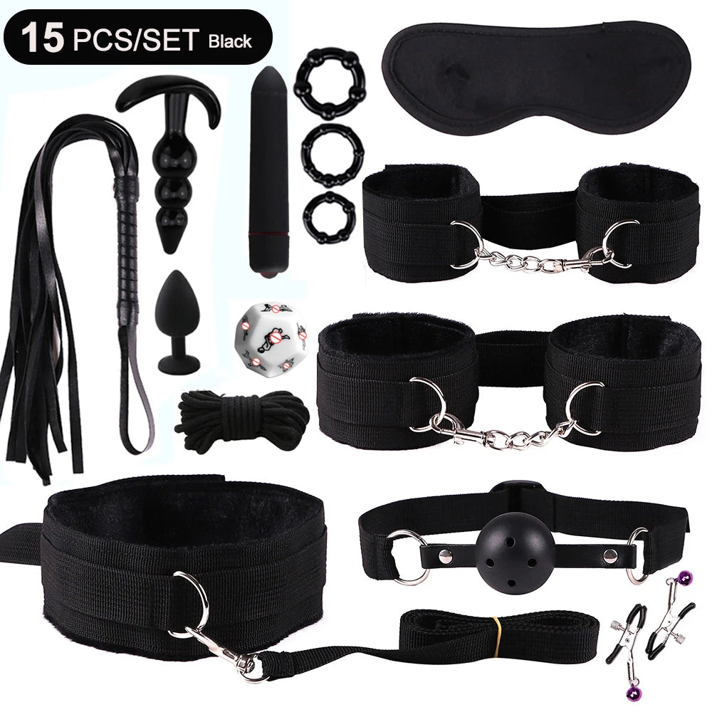 BDSM Kits Sex Bondage Vibrators Sex Toys for Women Couples Adult 18 Handcuffs Erotic Accessories Anal Plug Dildo Sexy Toys Shop