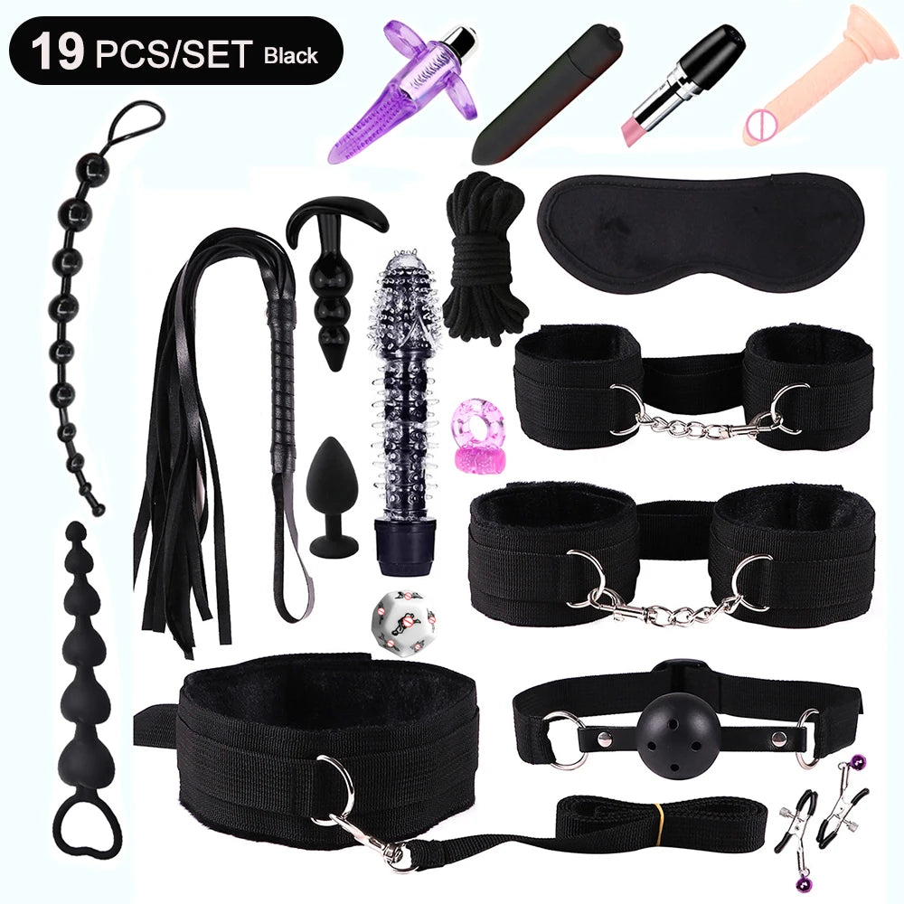 BDSM Kits Sex Bondage Vibrators Sex Toys for Women Couples Adult 18 Handcuffs Erotic Accessories Anal Plug Dildo Sexy Toys Shop