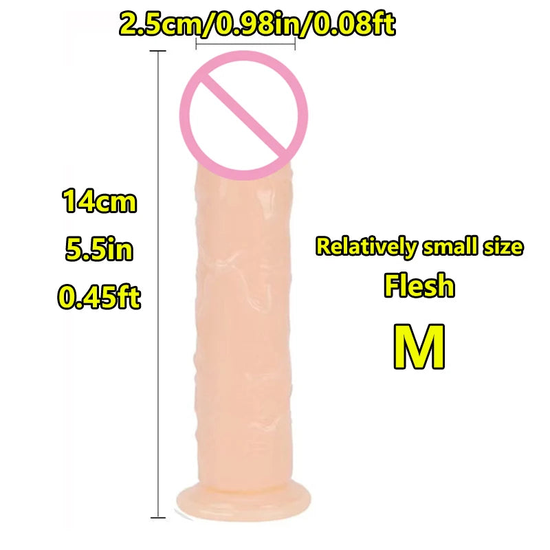 Super Cheap 7 Sizes 5 Colors Realistic Soft Jelly Dildo Suction Cup Adult Sex Toy for Women and Men Vaginal and Anal Masturbator