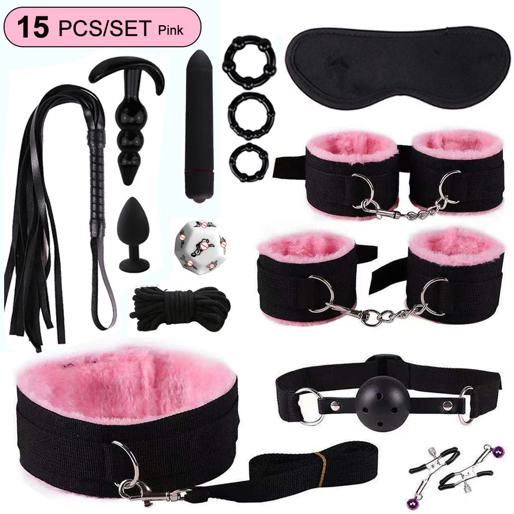 BDSM Kits Sex Bondage Vibrators Sex Toys for Women Couples Adult 18 Handcuffs Erotic Accessories Anal Plug Dildo Sexy Toys Shop