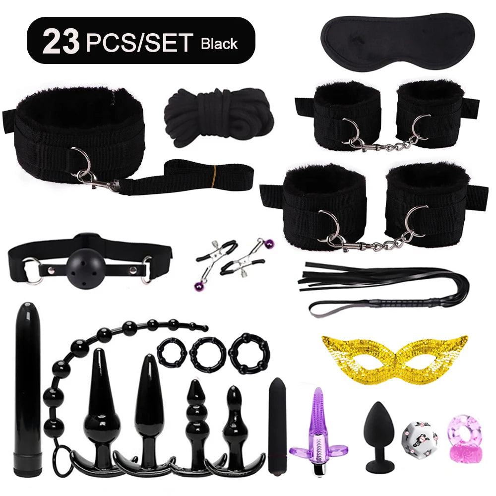 BDSM Kits Sex Bondage Vibrators Sex Toys for Women Couples Adult 18 Handcuffs Erotic Accessories Anal Plug Dildo Sexy Toys Shop