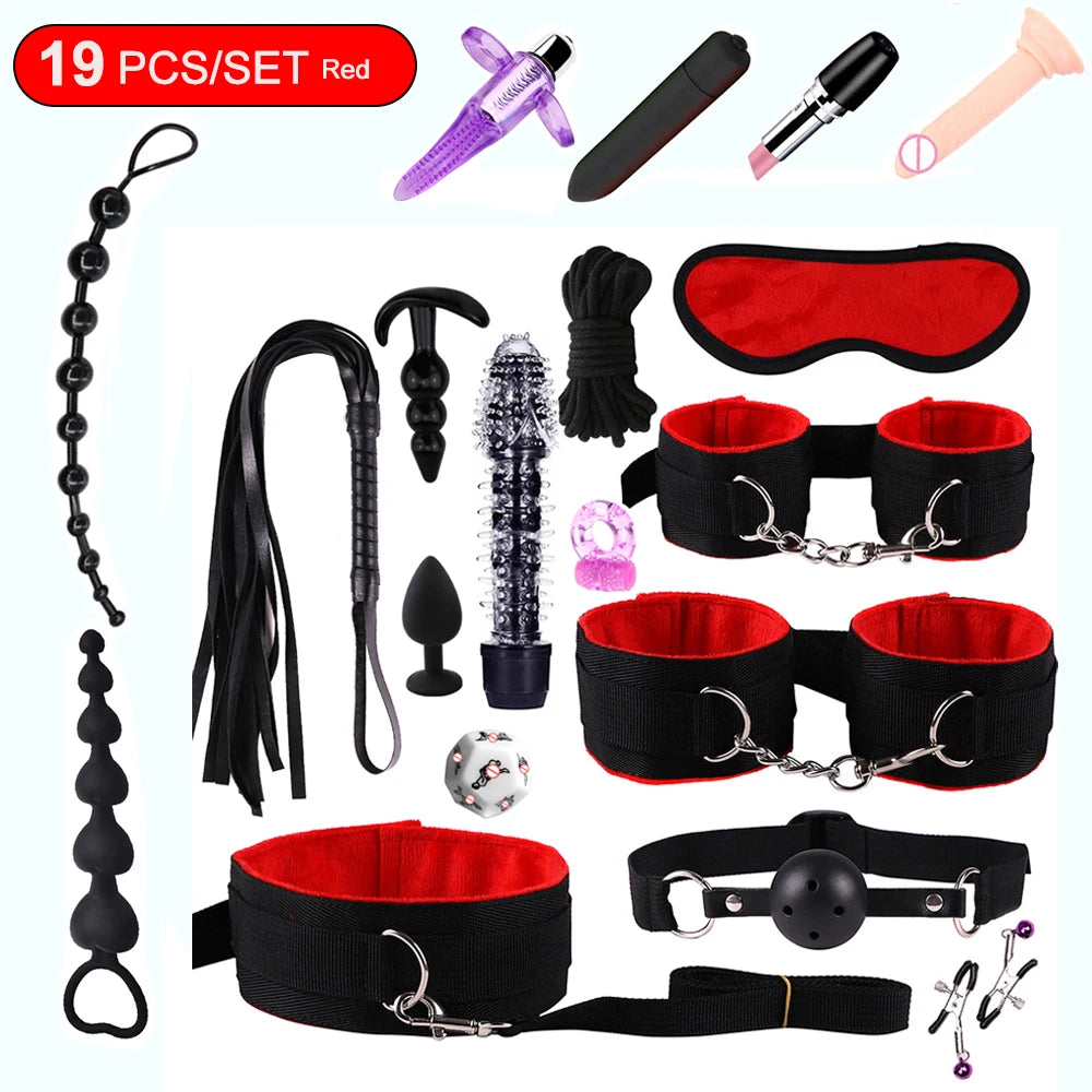 BDSM Kits Sex Bondage Vibrators Sex Toys for Women Couples Adult 18 Handcuffs Erotic Accessories Anal Plug Dildo Sexy Toys Shop