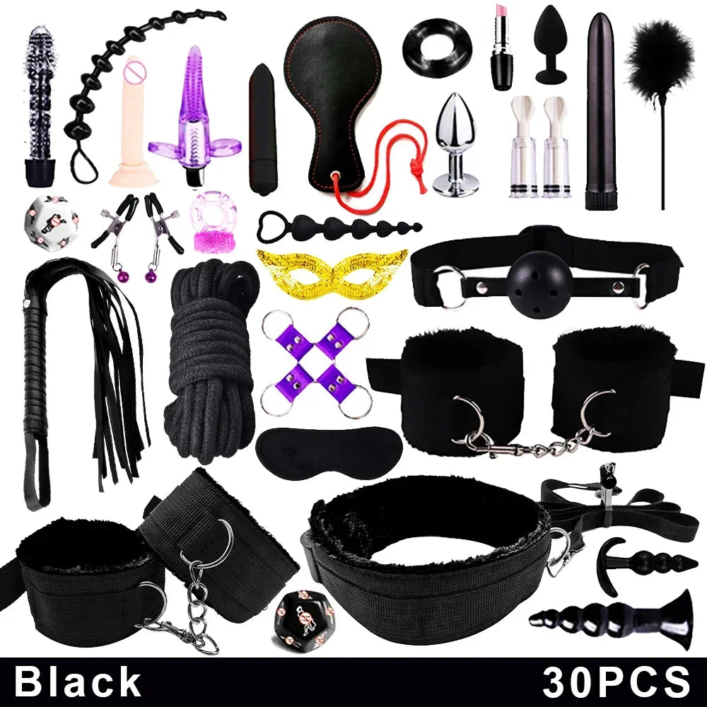 BDSM Kits Sex Bondage Vibrators Sex Toys for Women Couples Adult 18 Handcuffs Erotic Accessories Anal Plug Dildo Sexy Toys Shop