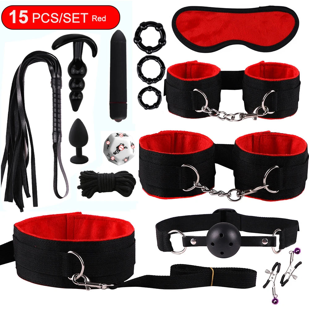 BDSM Kits Sex Bondage Vibrators Sex Toys for Women Couples Adult 18 Handcuffs Erotic Accessories Anal Plug Dildo Sexy Toys Shop