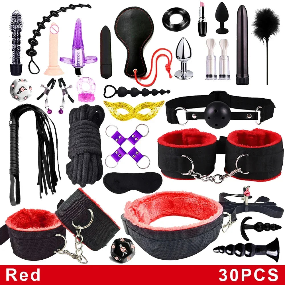 BDSM Kits Sex Bondage Vibrators Sex Toys for Women Couples Adult 18 Handcuffs Erotic Accessories Anal Plug Dildo Sexy Toys Shop