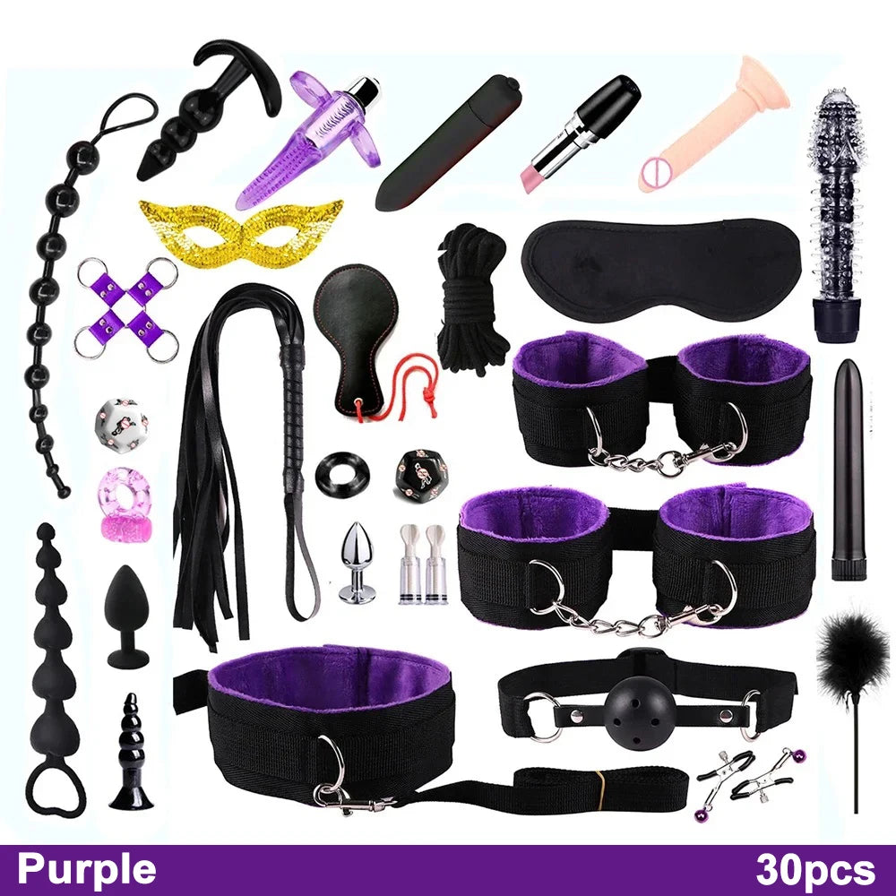 BDSM Kits Sex Bondage Vibrators Sex Toys for Women Couples Adult 18 Handcuffs Erotic Accessories Anal Plug Dildo Sexy Toys Shop