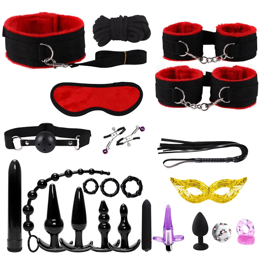 BDSM Kits Sex Bondage Vibrators Sex Toys for Women Couples Adult 18 Handcuffs Erotic Accessories Anal Plug Dildo Sexy Toys Shop