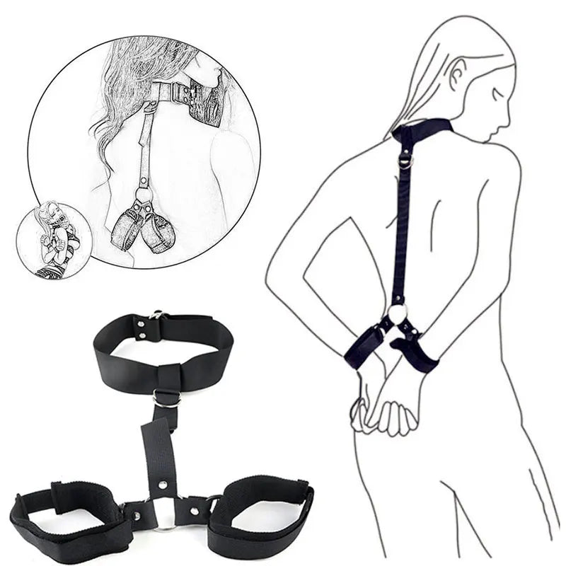 Adult SM Sex Restraint Handcuffs Slave Tools Bdsm​ No Vibrators Sexy Wrist to Ankle Cuffs Open Leg Hand Toys Bondage for Couples